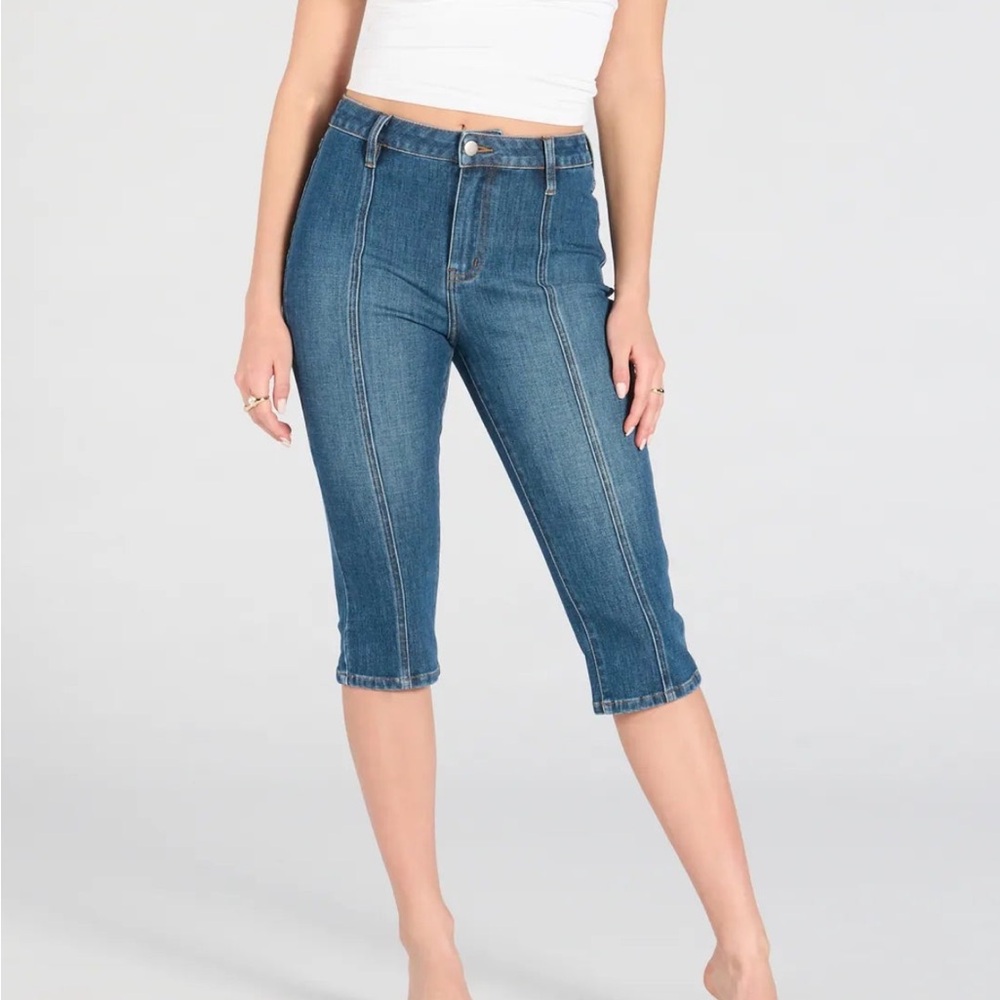 Mid Rise Denim Capris